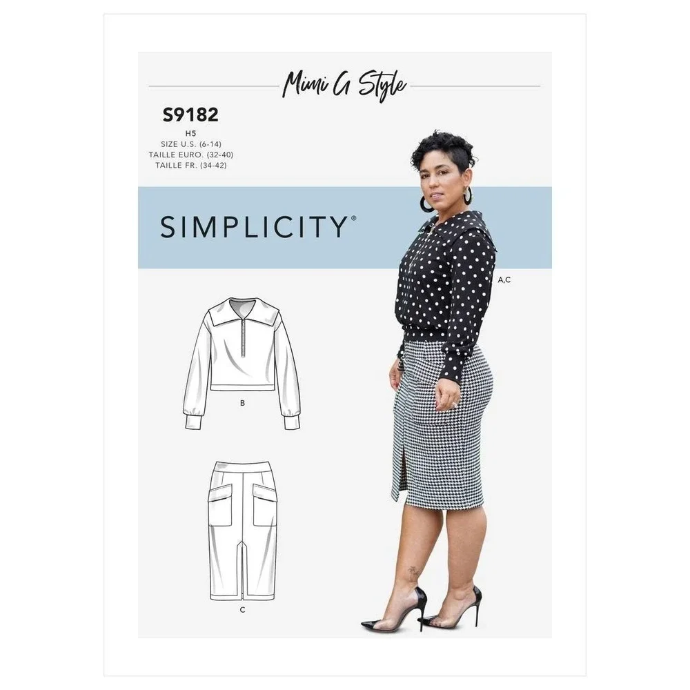 Simplicity Sewing Pattern S9182 Mimi G Top Skirt Misses 6-14 White Uncut